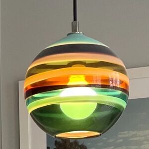 Siemon & Salazar Banded Orb Blown Glass Pendant Light Fixture